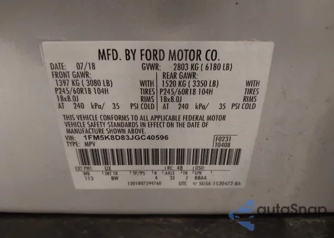 2018 Ford Explorer Xlt from USA, damaged, VIN 1FM5K8D83JGC40596